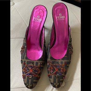 Fendi Zucca embellished mules